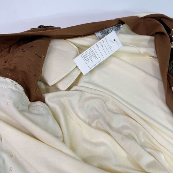 Pat & Janet Cardigan Womens Medium Cream Boho Floral Tassels Embroidered New - Picture 7 of 9